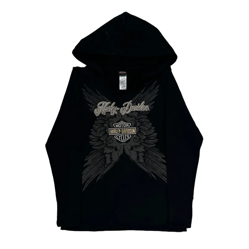 Motorcycle Harley Davidson Graphic Hoodie - Small Black Cotton