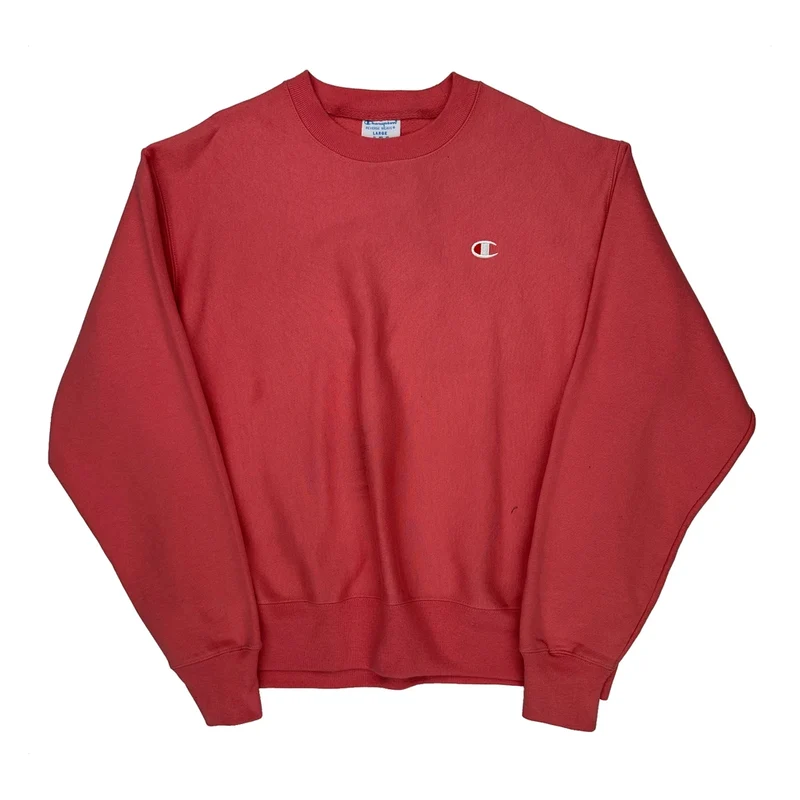 Reverse Weave Champion Sweatshirt - Large Red Cotton