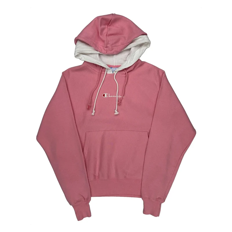 Reverse Weave Champion Hoodie - Small Pink Cotton Blend