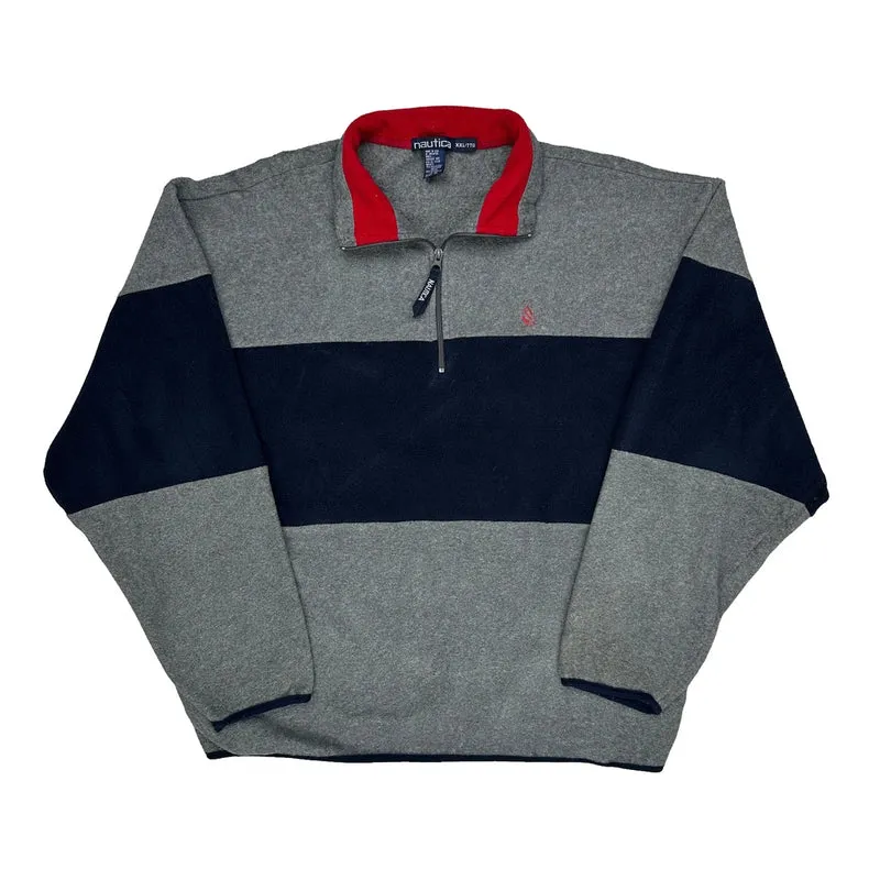 Nautica Striped 1/4 Zip - 2XL Grey Polyester