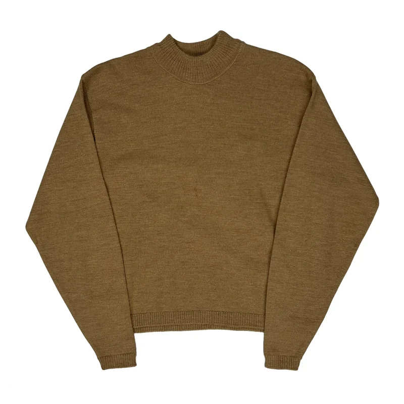 Made In USA Pendleton Virgin Wool Mock Neck Jumper - XL Brown Wool