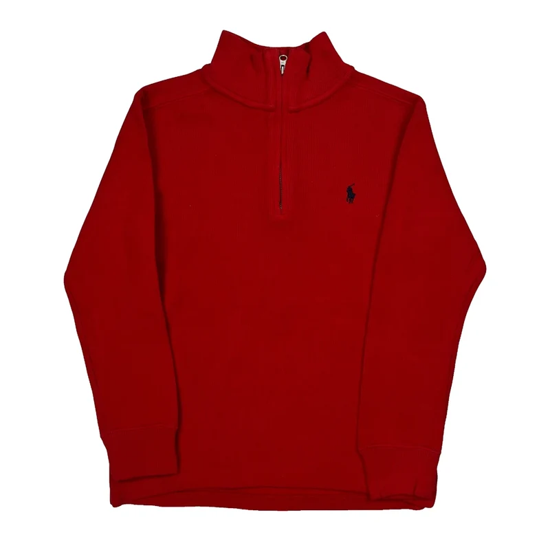 Age 8 Polo By Ralph Lauren 1/4 Zip - Small Red Cotton