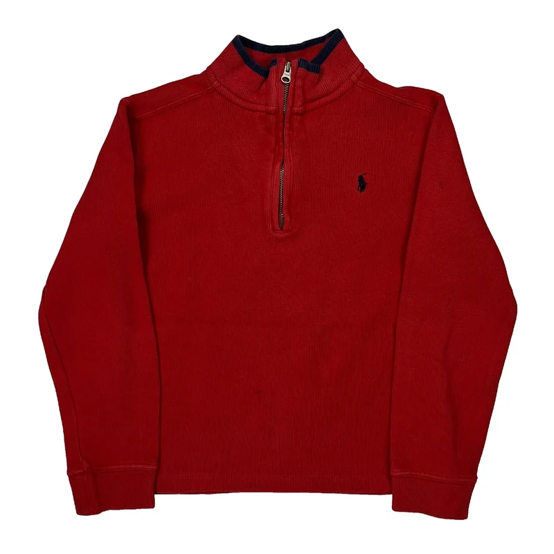 Age 7 Polo By Ralph Lauren 1/4 Zip - Small Red Cotton
