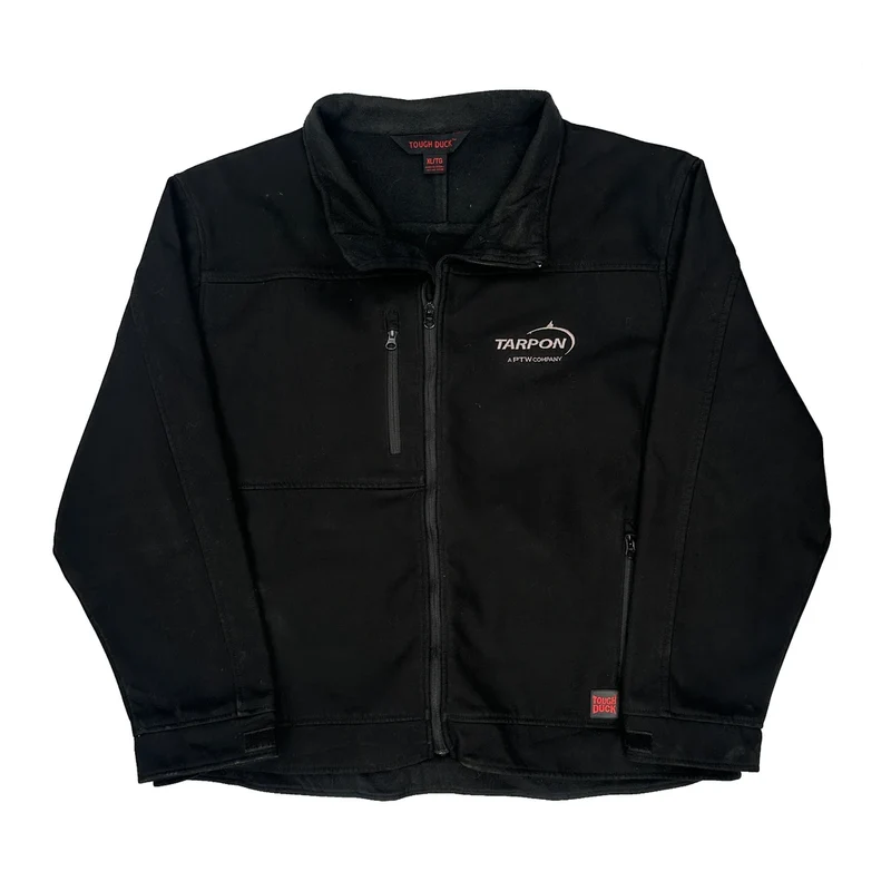 Softshell Canvas Tough Duck Fleece Lined Workwear Jacket - XL Black Polyester