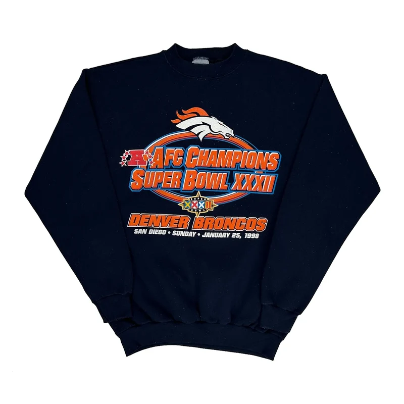 Denver Broncos Logo 7 Graphic Sweatshirt - Medium Navy Cotton Blend