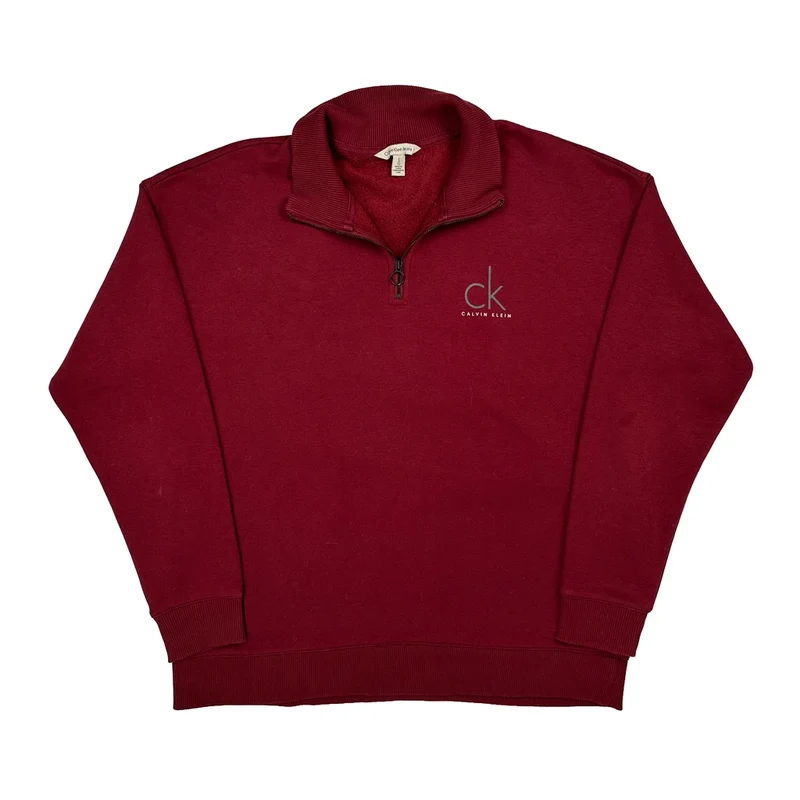 Calvin Klein Jeans 1/4 Zip - Large Red Cotton