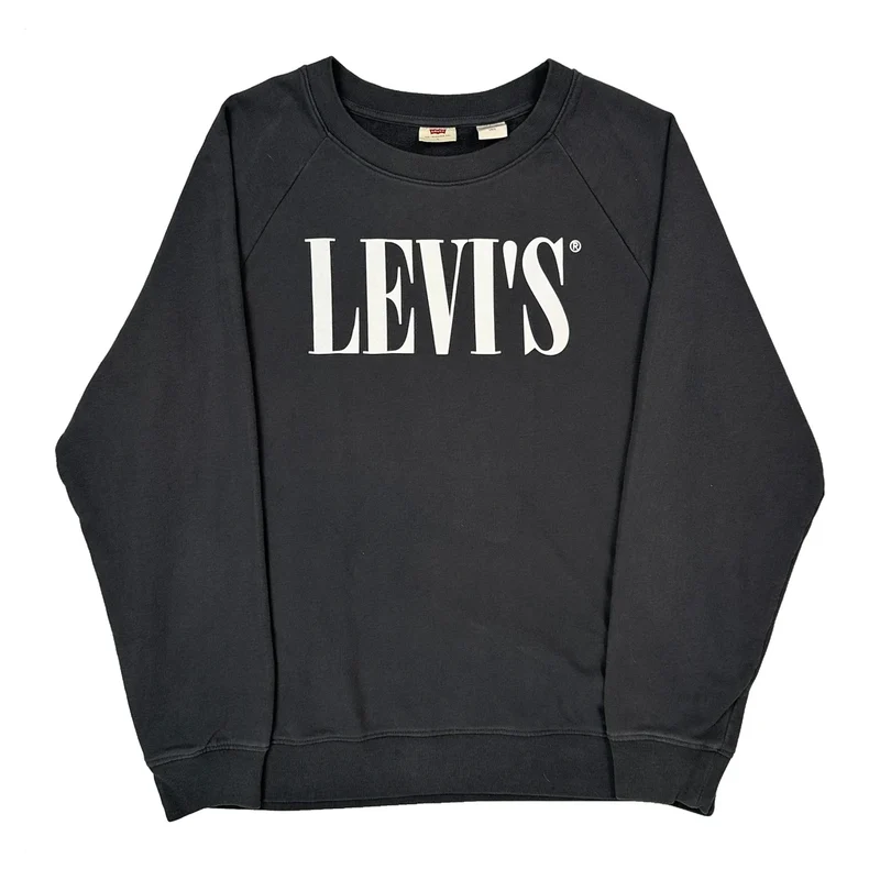 Levis Spellout Sweatshirt - Large Black Cotton
