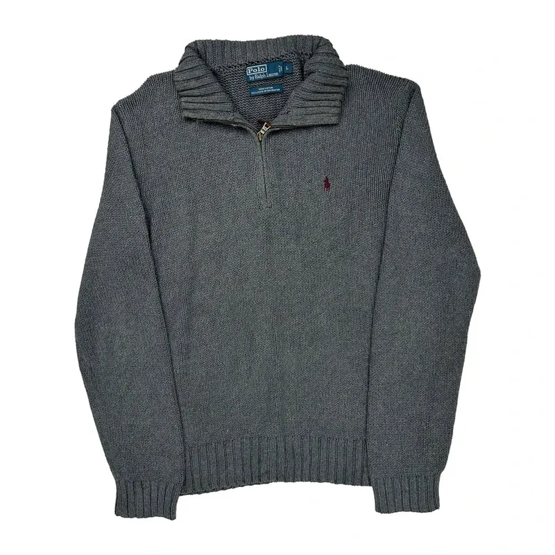 Polo By Ralph Lauren 1/4 Zip - Large Gray Cotton