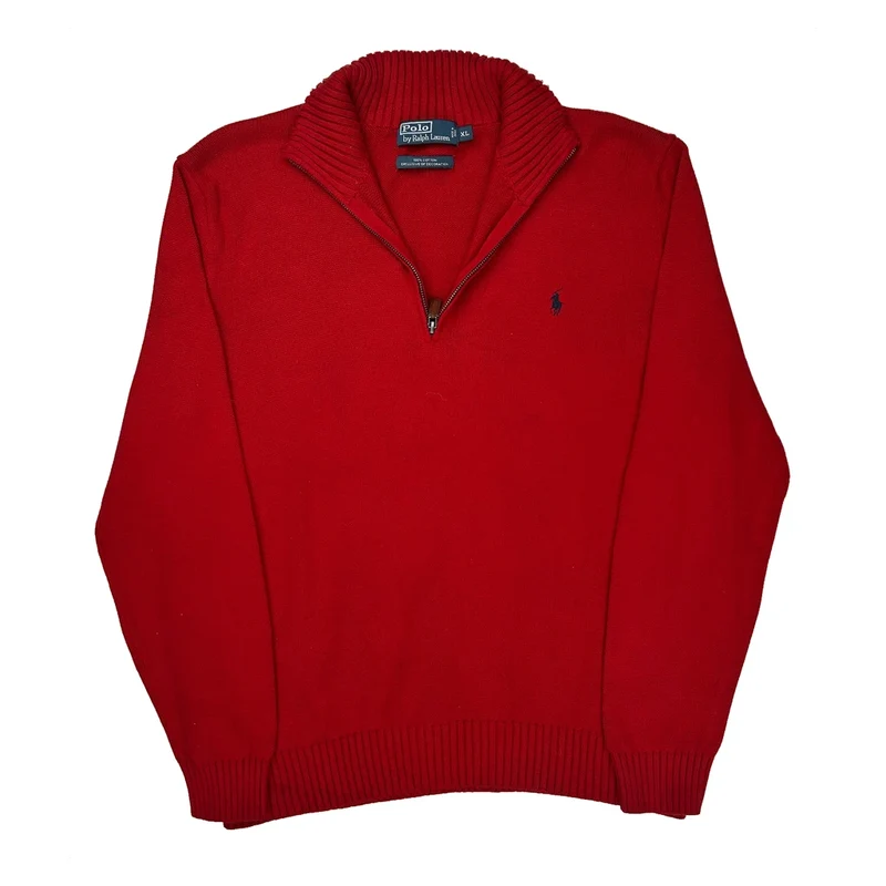 Polo By Ralph Lauren 1/4 Zip - XL Red Cotton