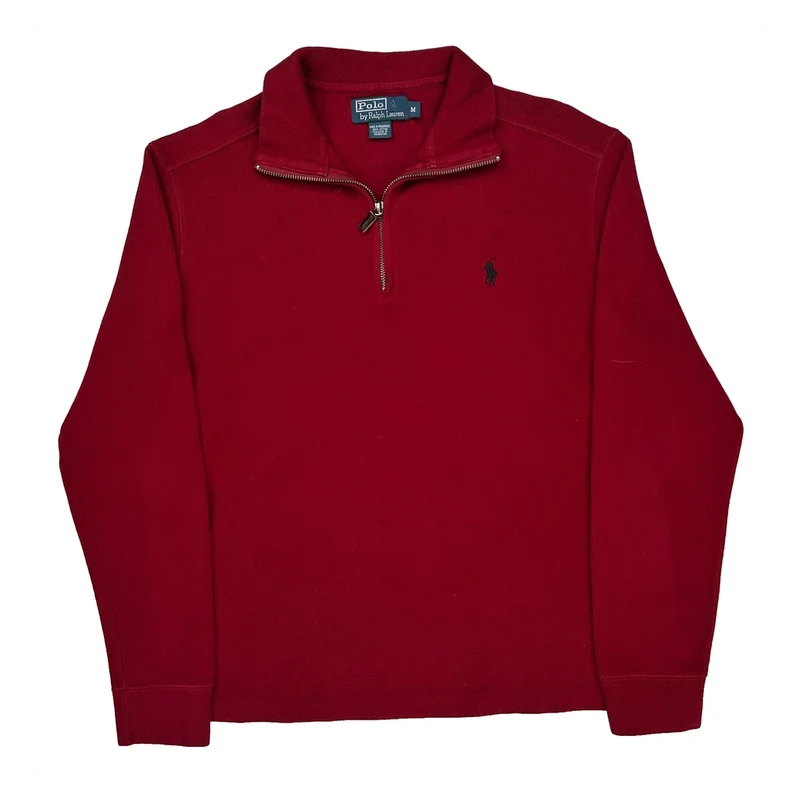 Polo By Ralph Lauren 1/4 Zip - Medium Red Cotton
