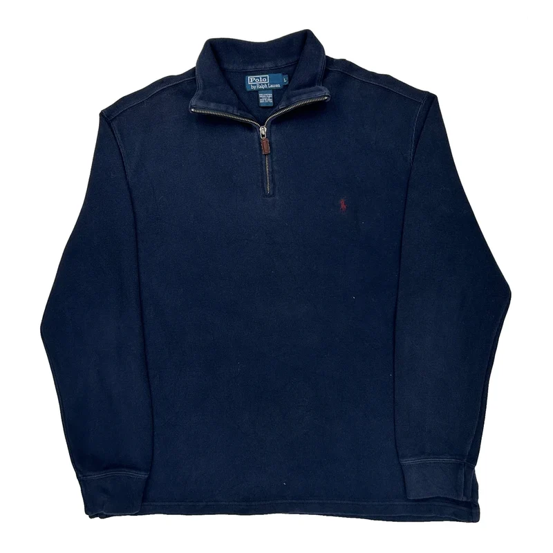 Polo By Ralph Lauren 1/4 Zip - Large Navy Cotton