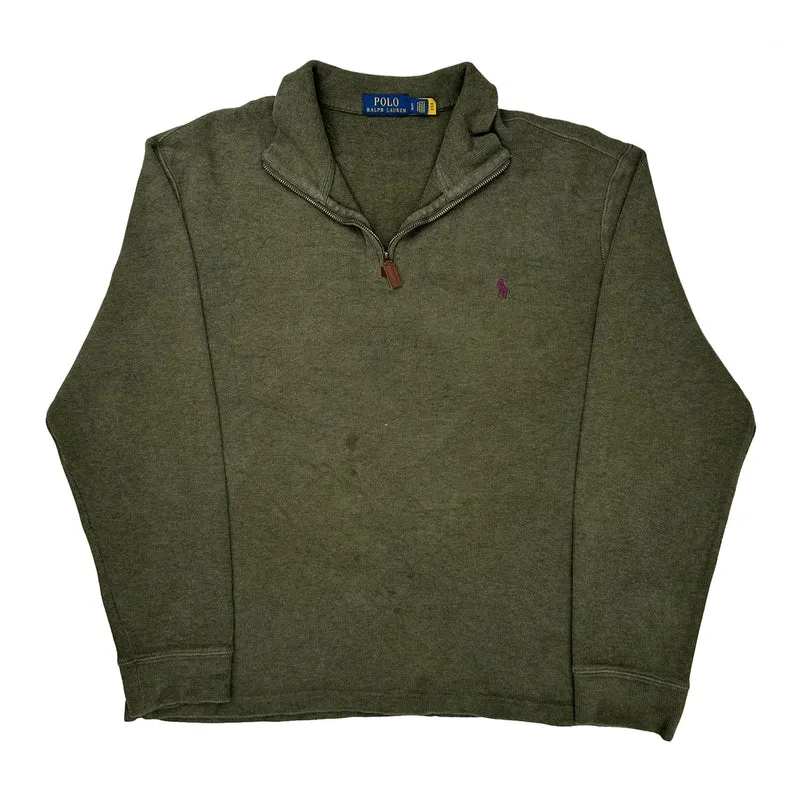 Polo By Ralph Lauren 1/4 Zip - Large Green Cotton
