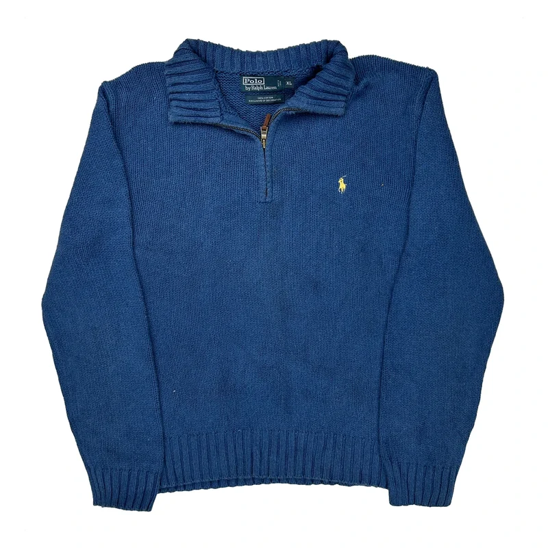 Polo By Ralph Lauren 1/4 Zip - XL Blue Cotton