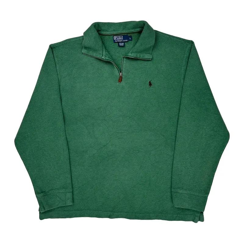 Polo By Ralph Lauren 1/4 Zip - Large Green Cotton