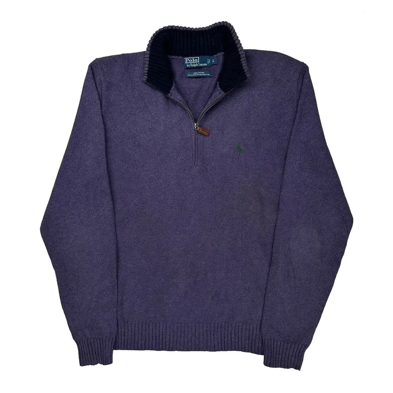 Polo By Ralph Lauren 1/4 Zip - Large Purple Cotton
