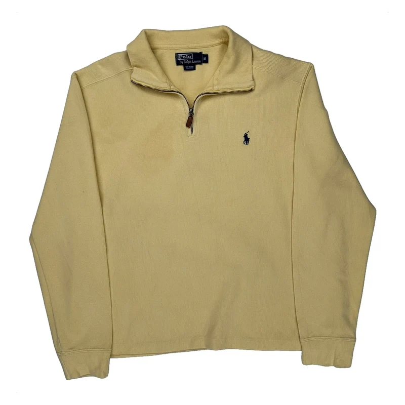 Polo By Ralph Lauren 1/4 Zip - Medium Yellow Cotton