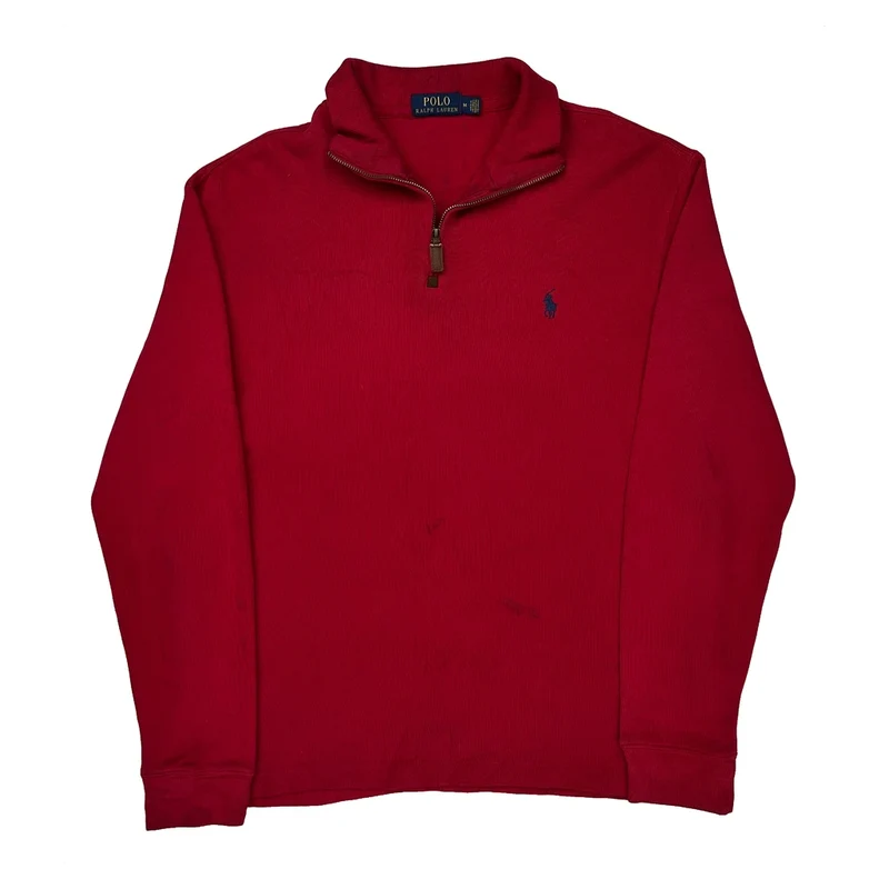 Polo By Ralph Lauren 1/4 Zip - Medium Red Cotton