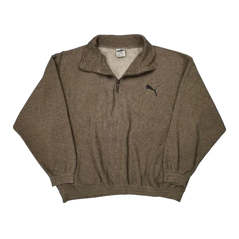 Puma 1/4 Zip - Large Brown Polyester Blend