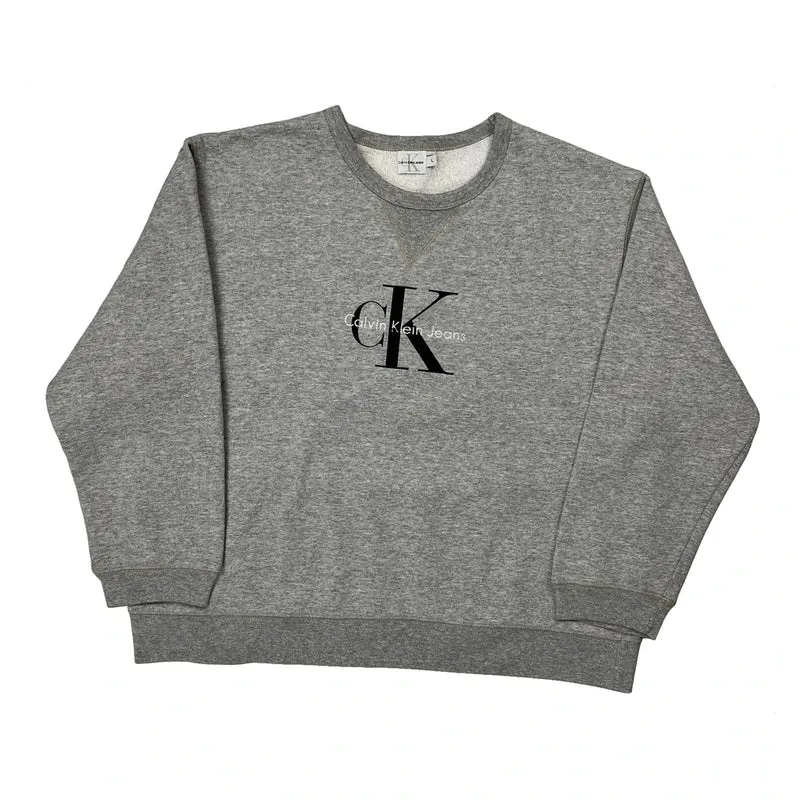 Calvin Klein Jeans Sweatshirt - Large Gray Cotton Blend