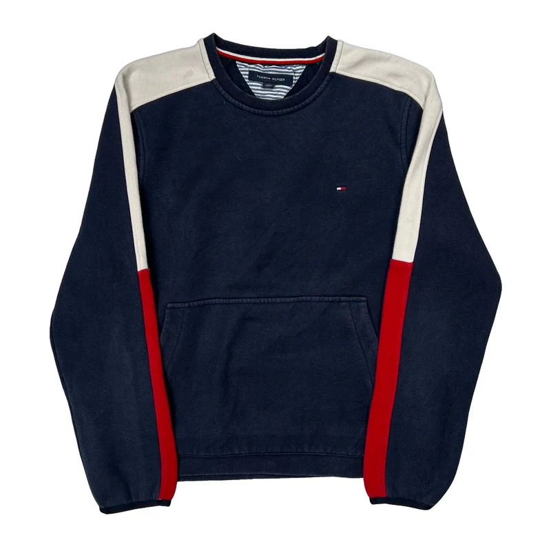 Tommy Hilfiger Spellout Sweatshirt - Small Navy Cotton