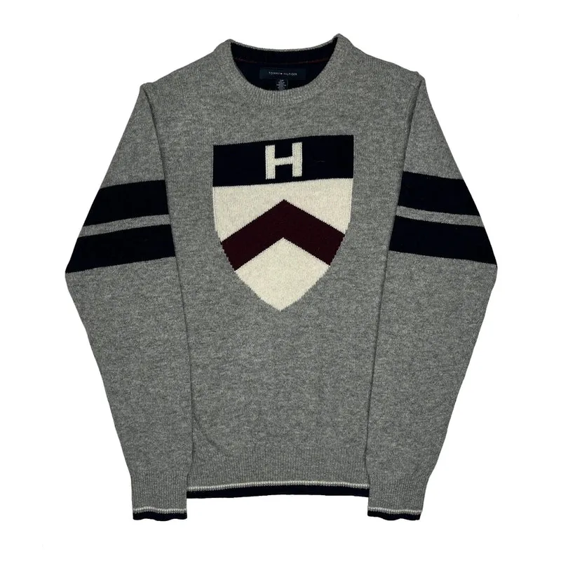 Shield Logo Tommy Hilfiger Jumper - Small Grey Wool