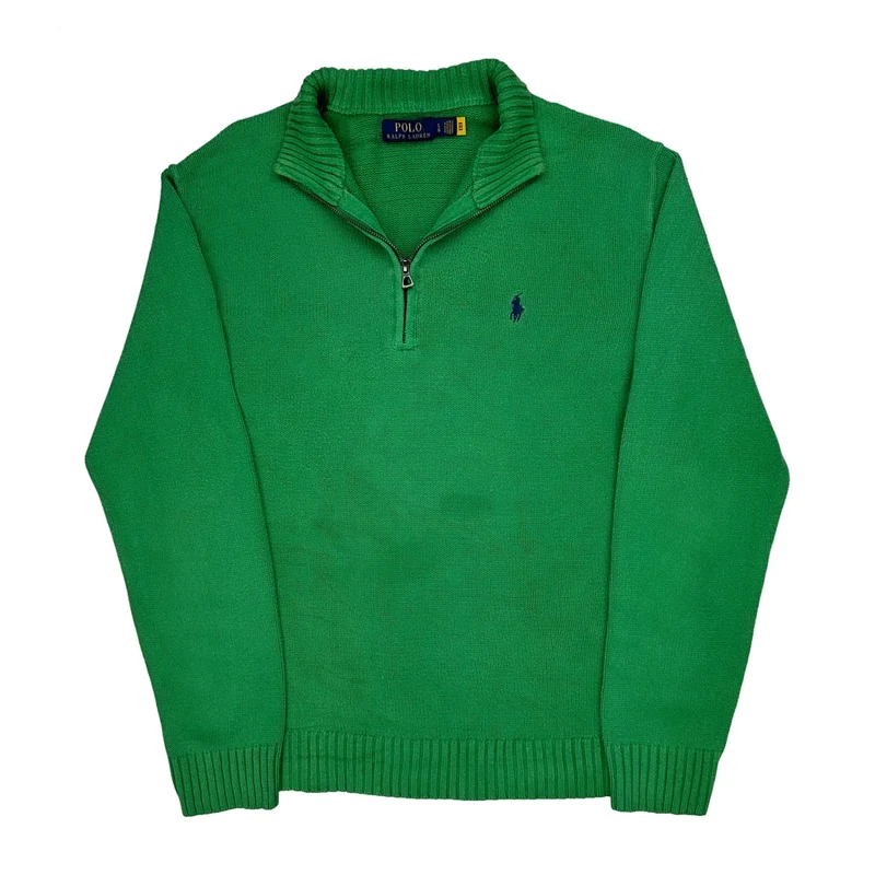 Polo By Ralph Lauren 1/4 Zip - Large Green Cotton