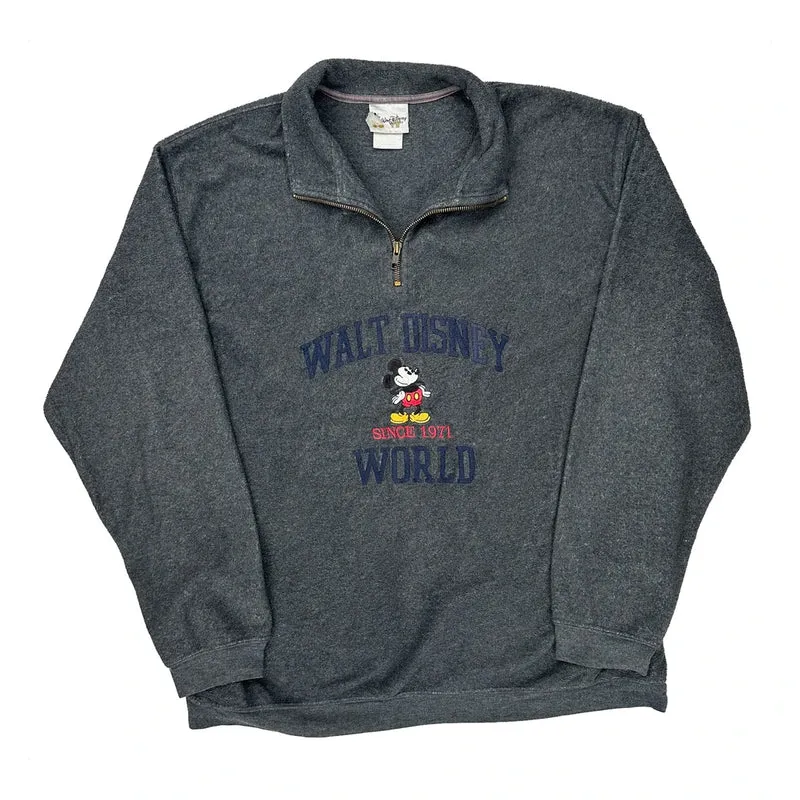 Walt Disney World Since 1971 Disney Graphic 1/4 Zip - Large Gray Cotton Blend