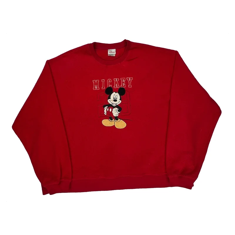 Disney Cartoon Sweatshirt - 2XL Red Cotton