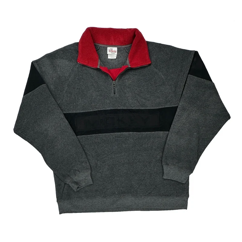 Mickey Disney Collared 1/4 Zip - Medium Gray Polyester