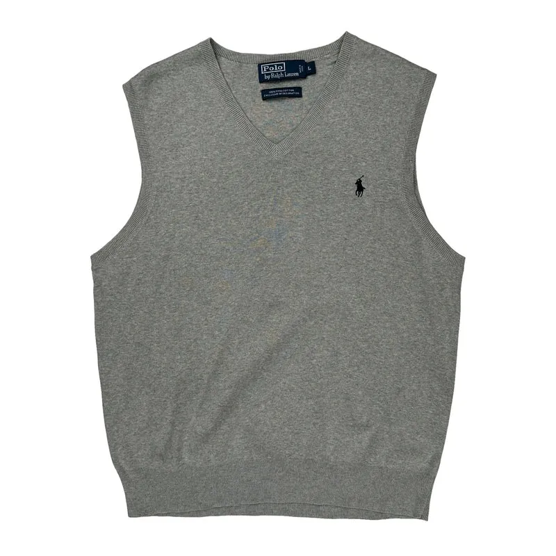 Polo By Ralph Lauren Sweater Vest - Large Gray Cotton