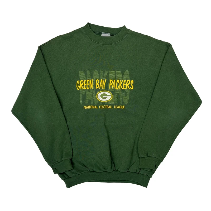 Green Bay Packers Logo Athletics Football Sweatshirt - Large Green Cotton Blend