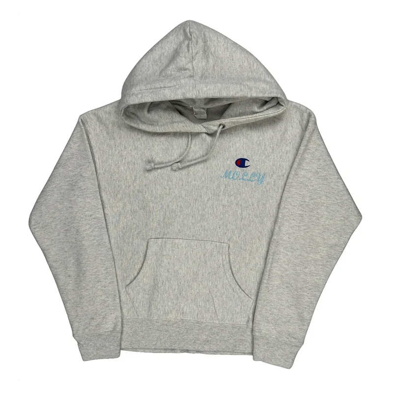 Reverse Weave Champion Hoodie - Small Grey Cotton Blend