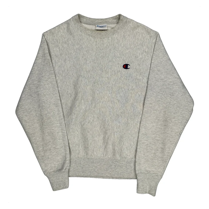 Reverse Weave Champion Sweatshirt - Small Grey Cotton