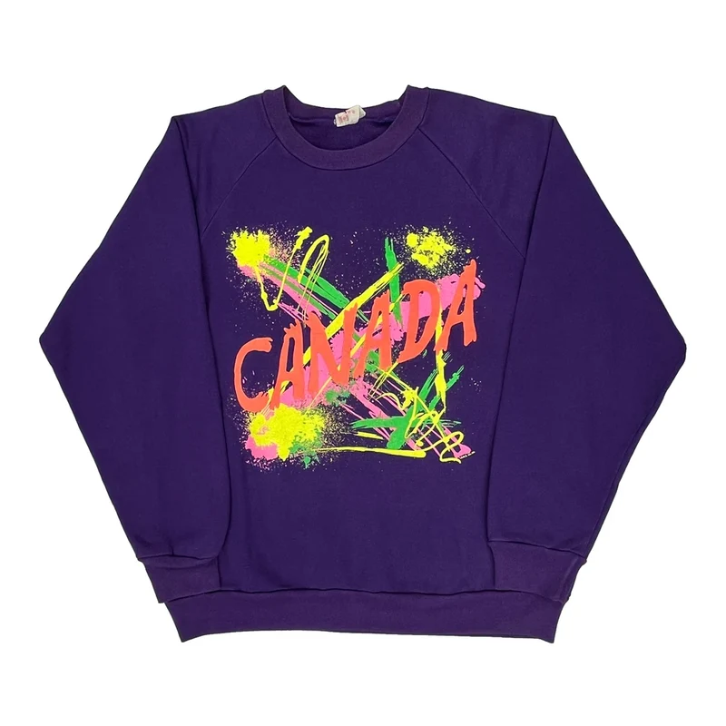 Canada Graphic Sweatshirt - Large Purple Cotton