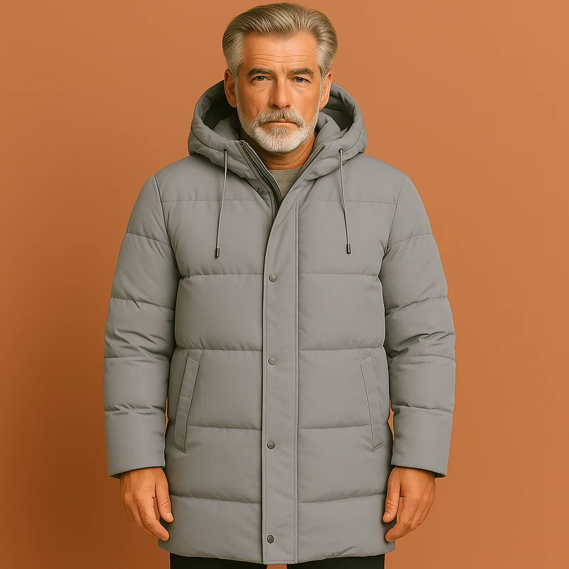Heren Warme Lange Winterjas met Capuchon