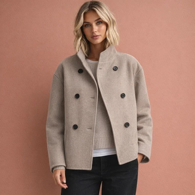 Dames Overgangsjas met Opstaande Kraag – Comfort en Stijl