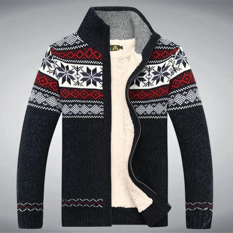 Heren Gebreid Vest met Winterpatroon en Hoge Kraag