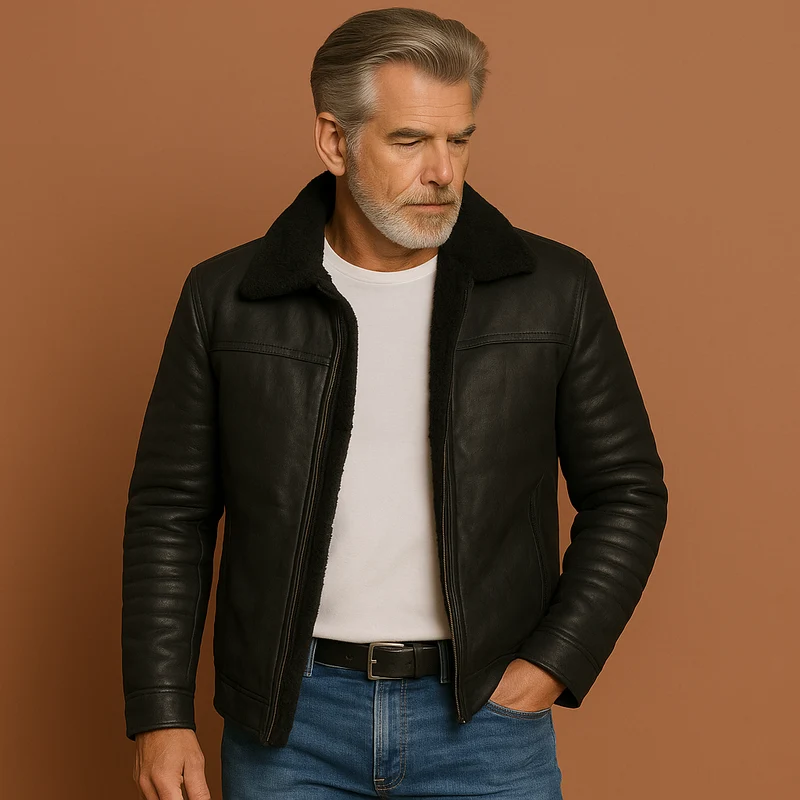 Heren Stijlvolle Leren Winterjas - Elegant & Warm Jack
