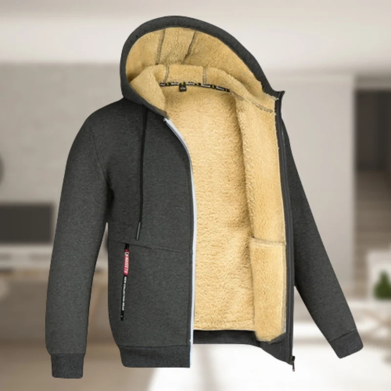 Heren Warme Hoodie met Ritssluiting voor Winterse Dagen