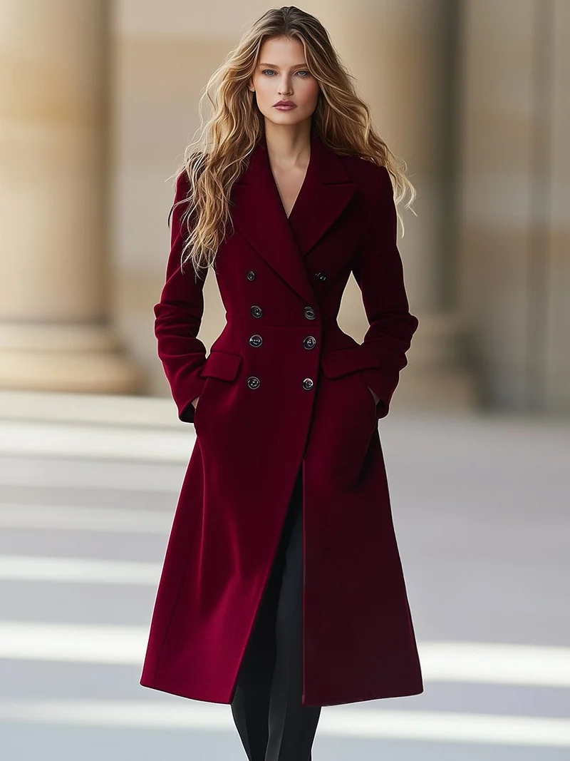 Dames Wijnrode Mantel: Luxe & Tijdloze Elegantie