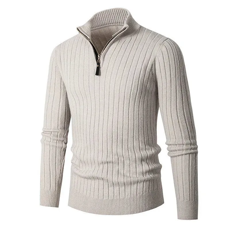 Heren Sweater Half-Zip | Stijlvolle Ribgebreide Trui