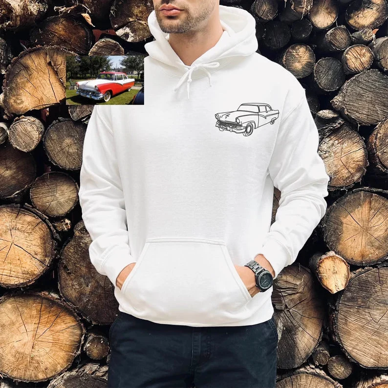 Unisex Gepersonaliseerde Auto Hoodie met Geborduurde Afbeelding