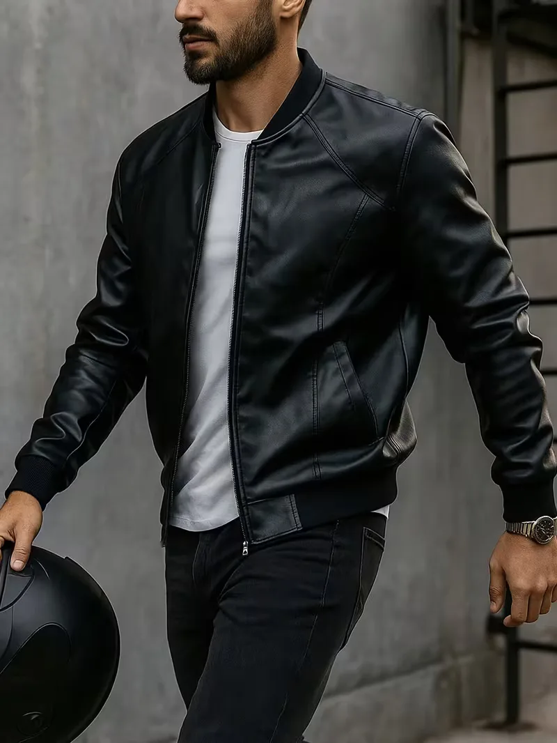Heren Slim Fit Bomberjack met Lange Mouwen
