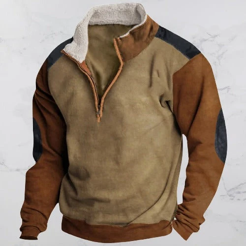 Heren Pullover Lange Mouwen Rits Vintage Model
