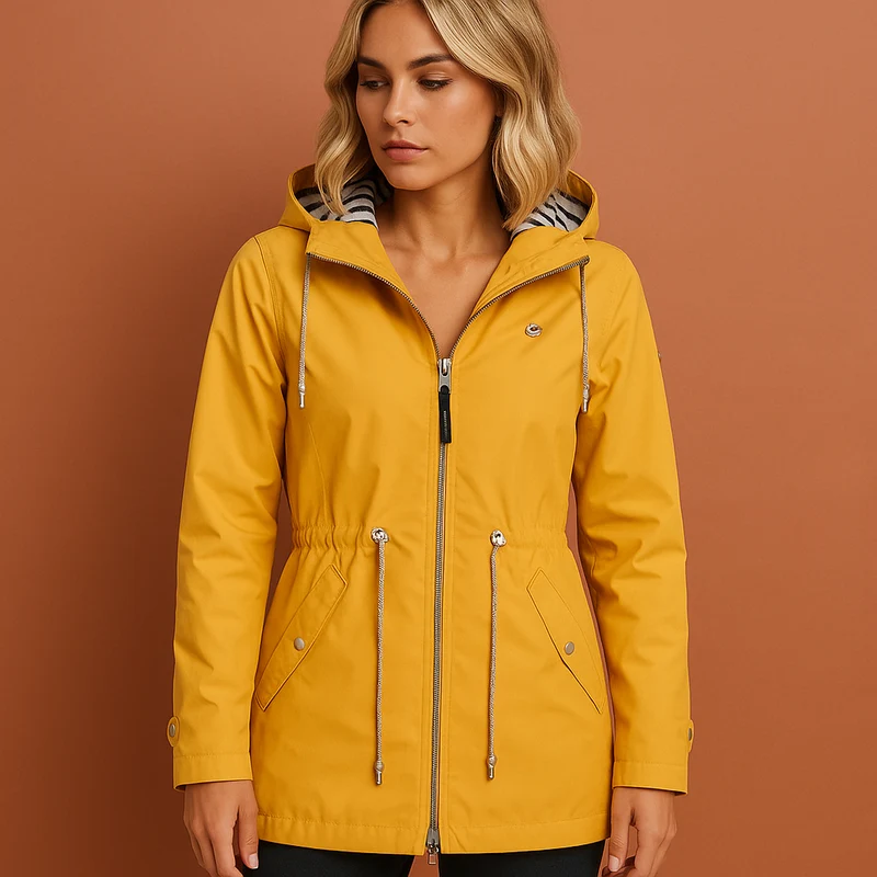 Dames Lange Waterdichte Regenjas met Capuchon
