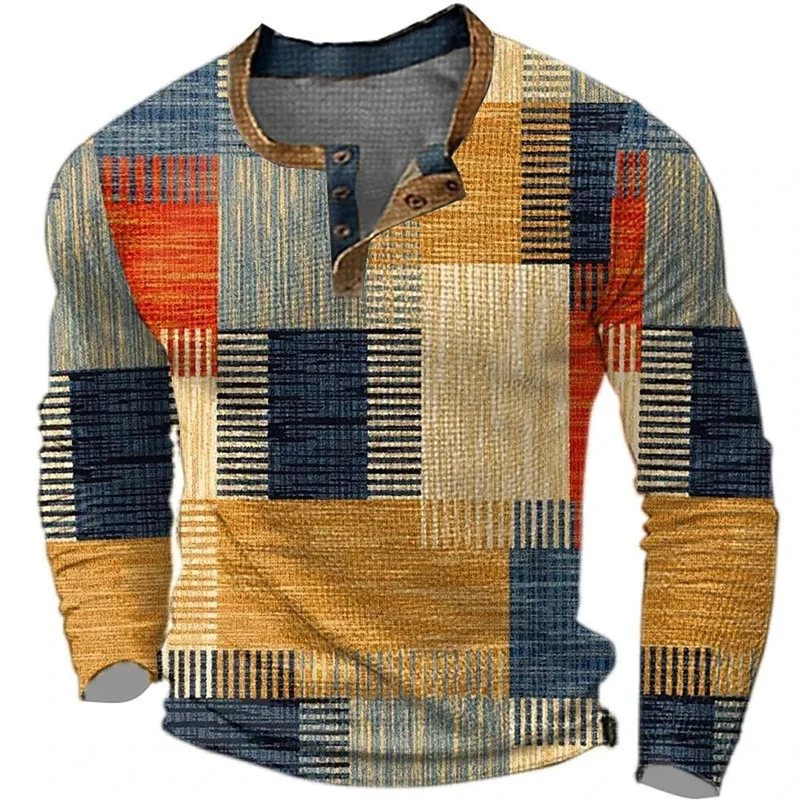 Heren Sweatshirt met Knoopkraag en Patchwork Look
