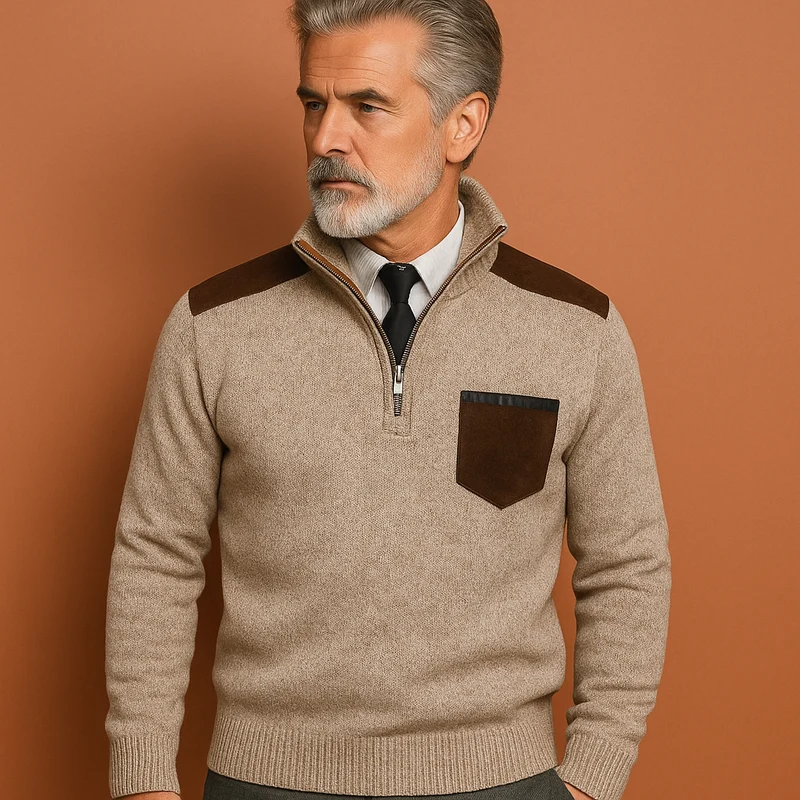 Heren Pullover Trui met Kraag en Borstzak Joris