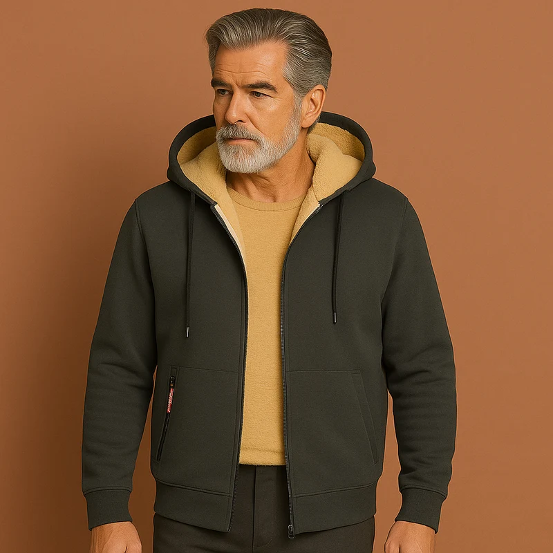 Heren Warme Fleece Trui met Zachte Bontvoering