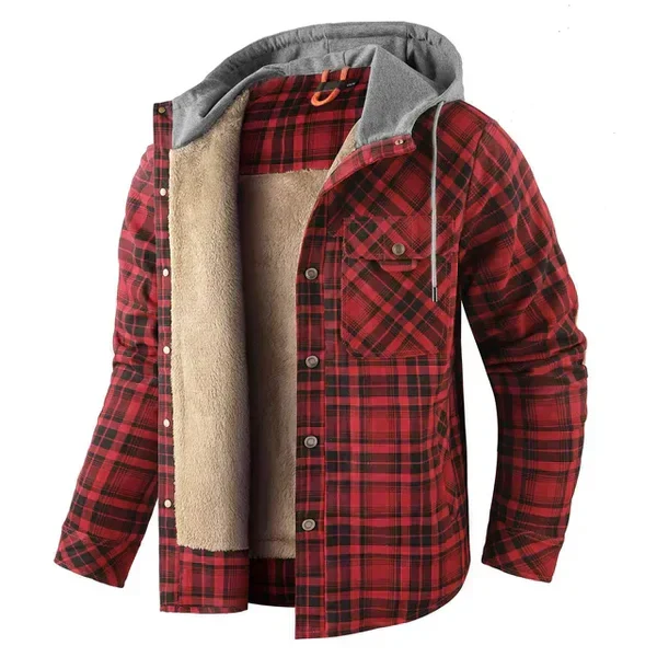 Heren Geruit Overshirt met Capuchon