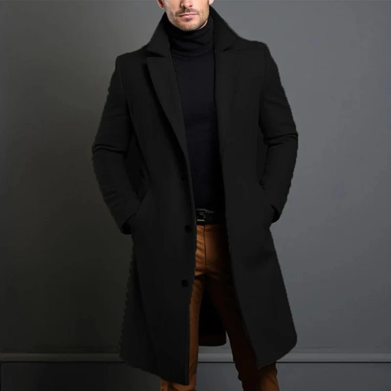 Heren Winterjas Lang - Stijlvolle Knoopsluiting | Warm & Elegant